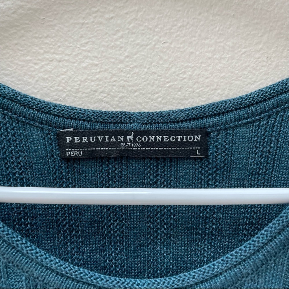 Peruvian Connection 100% Pima Cotton Black Blue Ombré Sweater Dress Size Large - Picture 4 of 5